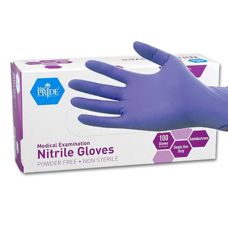 Med Pride Medpride Powder-Free Nitrile Exam Gloves Iris Blue Medium Box/100