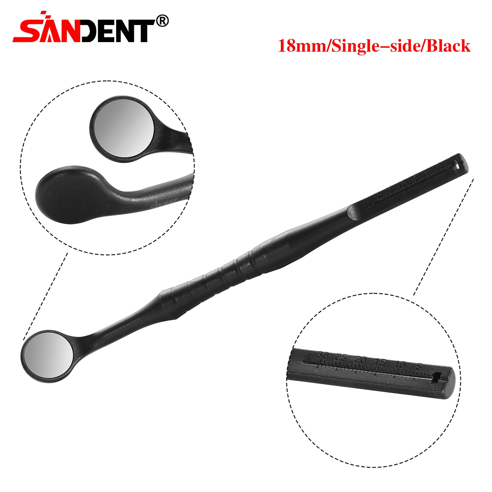 Dental Mouth Mirror Handle Examintion Tooth Inspection Tool Single Side Black