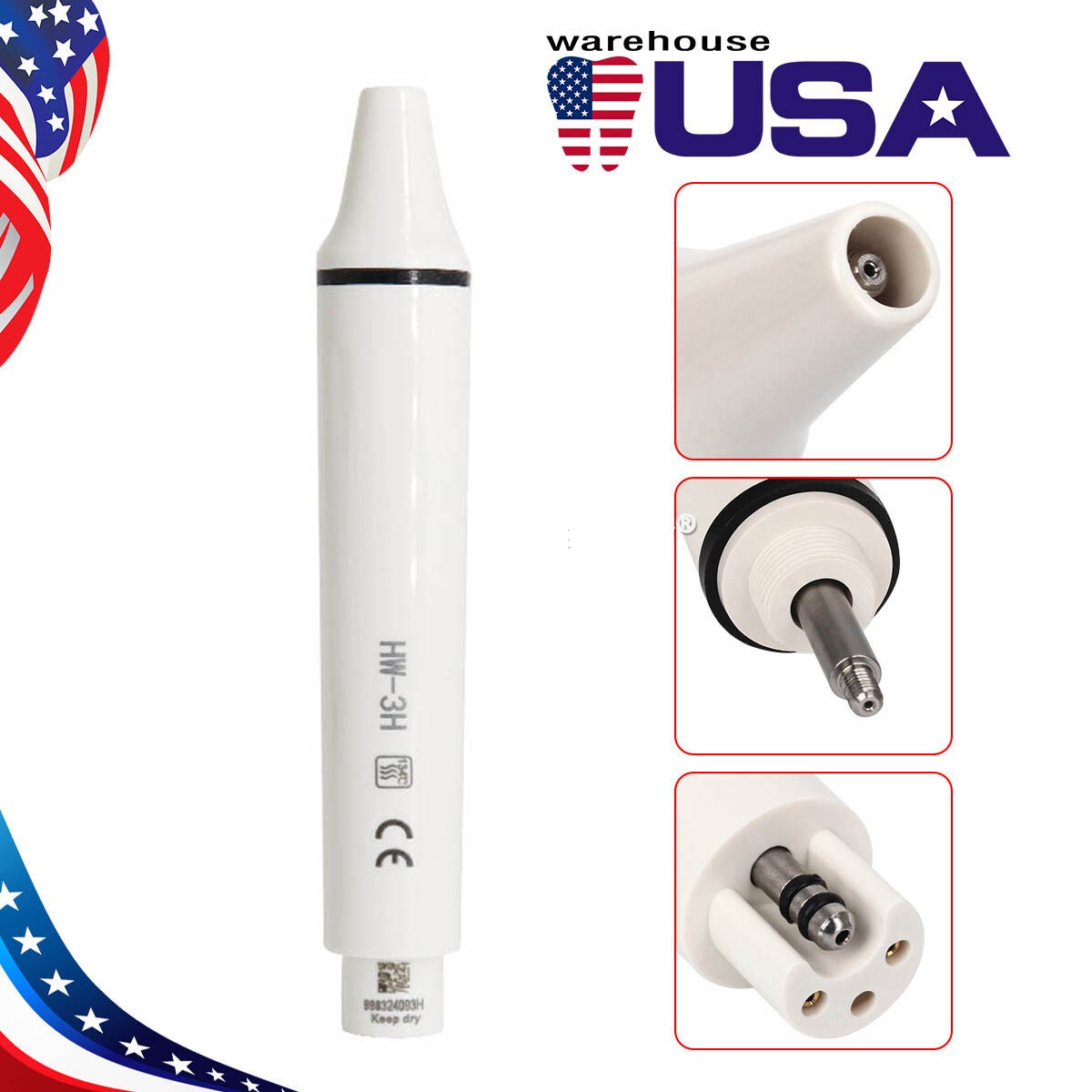HW-3H Dental Ultrasonic Scaler Handpiece Piezo Detachable Fit EMS