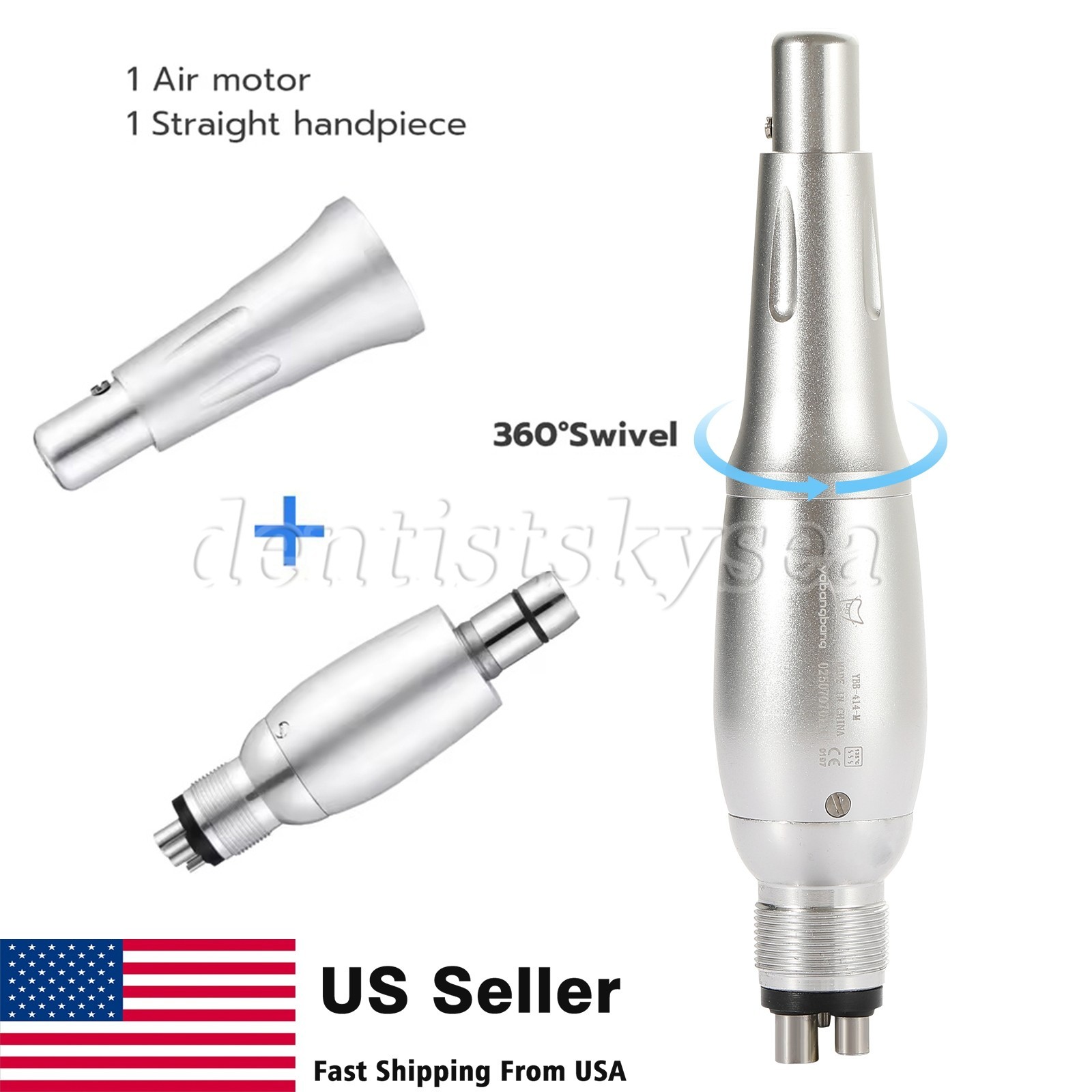 Dental 4:1 Hygiene Prophy Handpiece 360° Swivel Straight Cone Air Motor 4Holes
