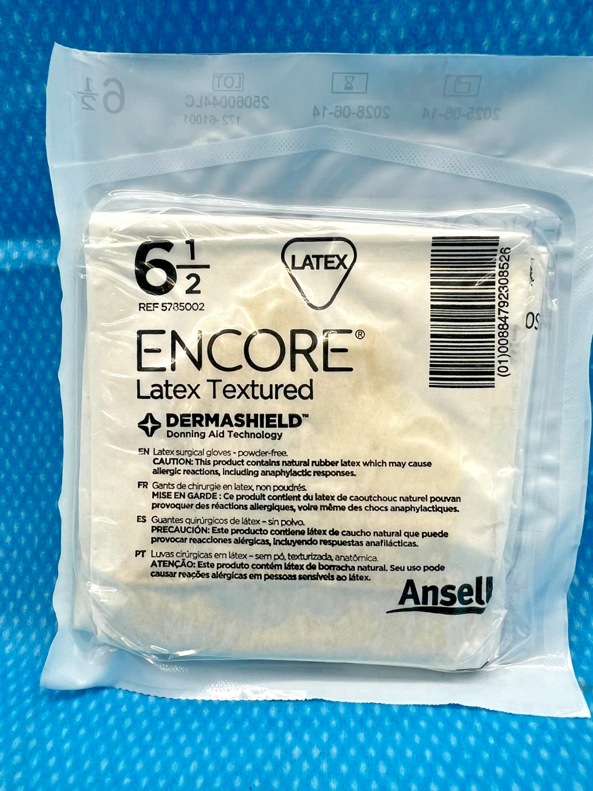 *50-Pairs* Ansell Encore Dermashield Surgical Size-6.5 Gloves 5785002