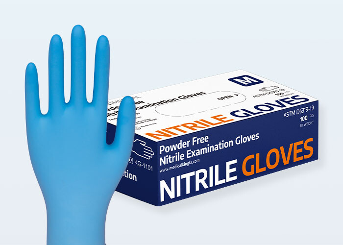 Kingfa powder free Nitrile Medical examination gloves (1000 gloves/cs)