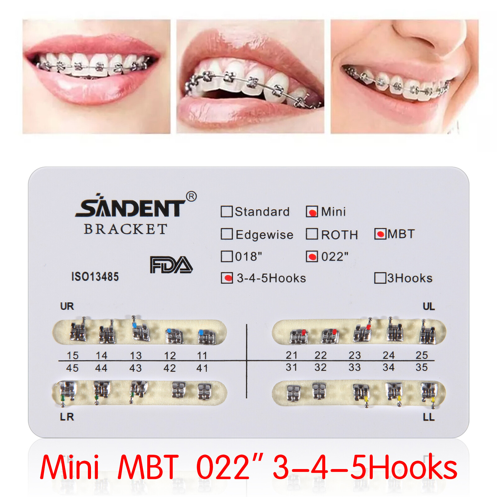 200-2000pcs Dental Orthodontic Metal Brackets Mini Roth/MBT Slot.022 3/345 Hooks