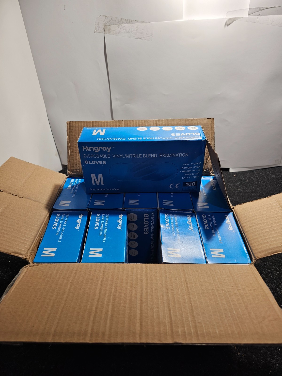 (QTY 1000) Hongray VNEU3002 Disposable Vinyl Nitrile Blend Gloves Medium Size