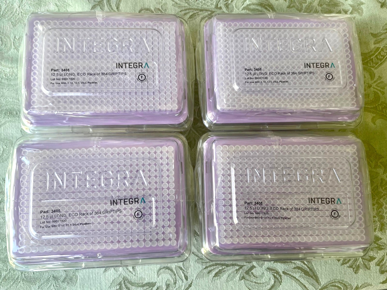 INTEGRA GripTips Eco Rack Long 12.5µl Filtered, Long 3405, 4 Racks (1536 TIPS)
