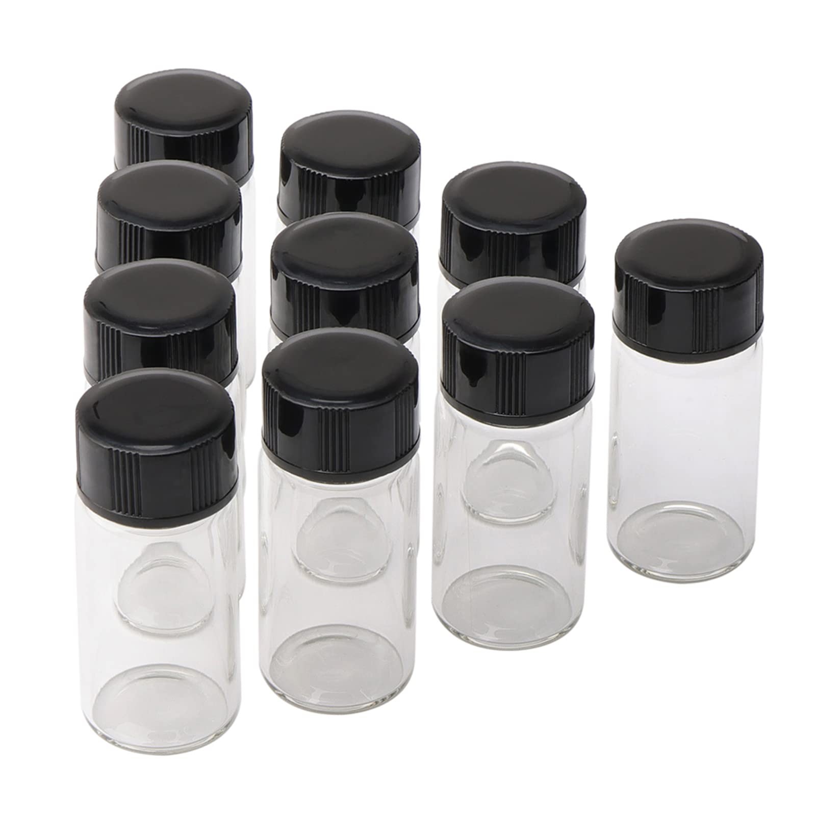 10Pcs 5ml Small Clear Glass Lab Sample Vials with Black Screw Caps