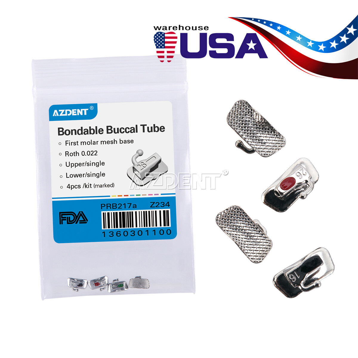 Dental Ortho Bondable Buccal Tube 1st/2nd Molar Non-conv/Cov MBT/Roth.022/.018