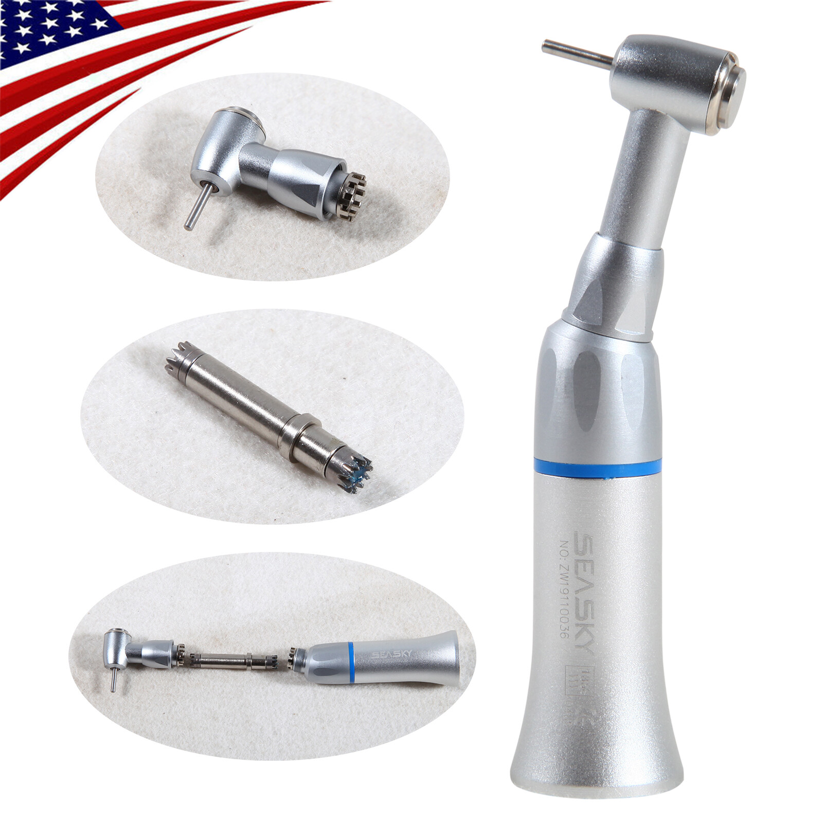 1-5* Dental Low Speed Contra Angle Handpiece Push Button Fit FG 1.6mm Bur ns