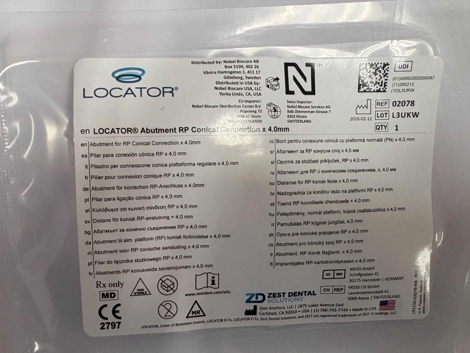 Nobel Locator Abutment RP Conical Connection 5.0mm and 4.0mm