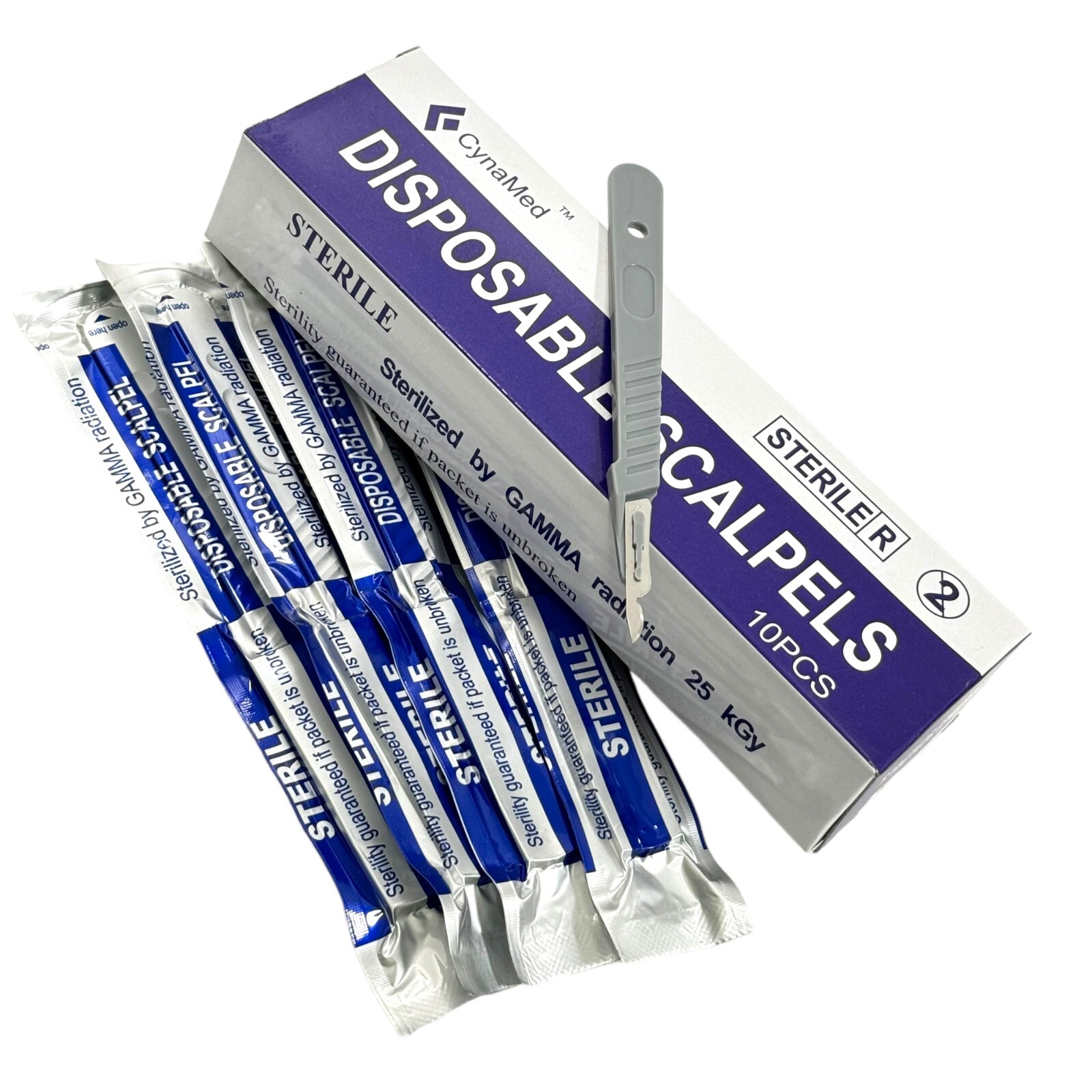 10/Pack Single Use Disposable Scalpels No. 15C Carbon Steel & Plastic Handle