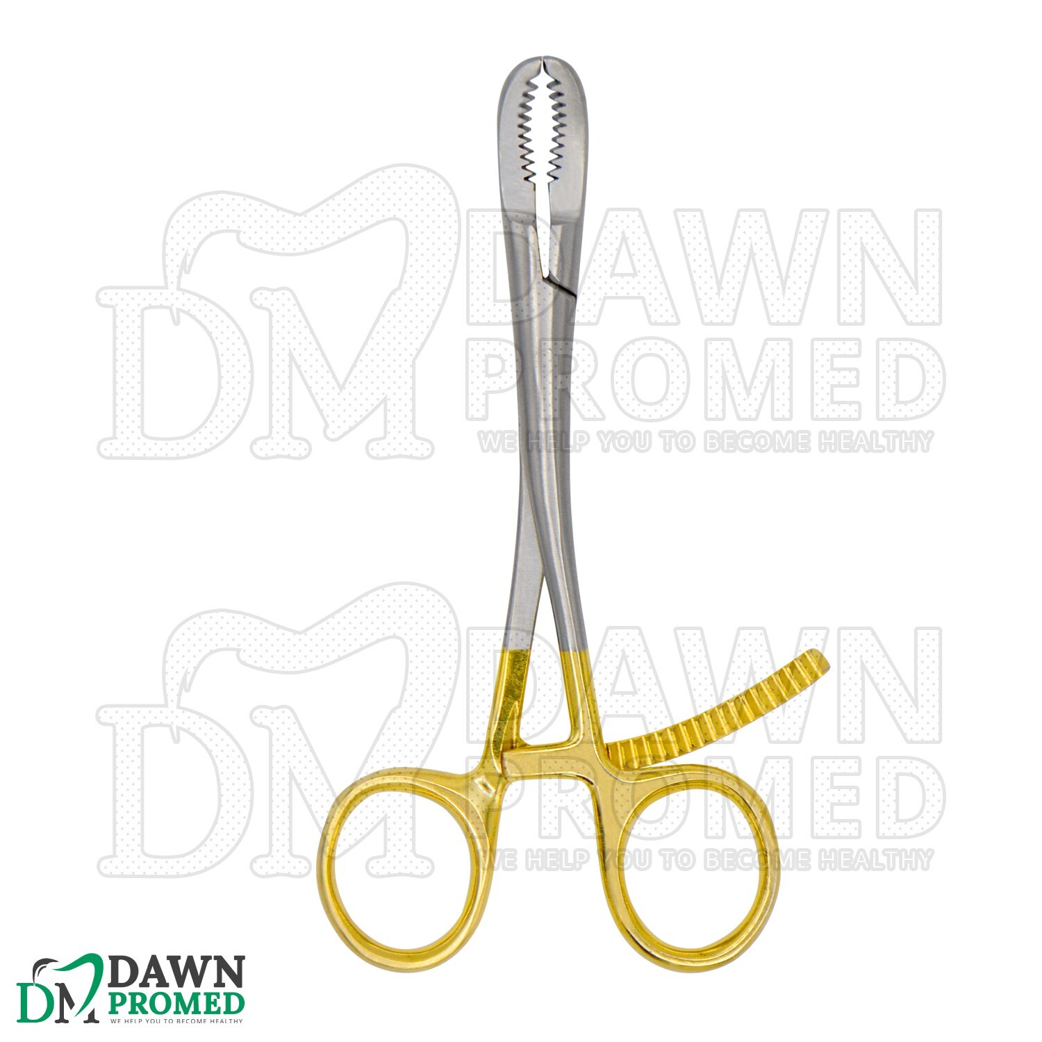 Bone Holding Forceps Curved Serrated 5.5″ Gold Plated Orthopedic Inst German Gr