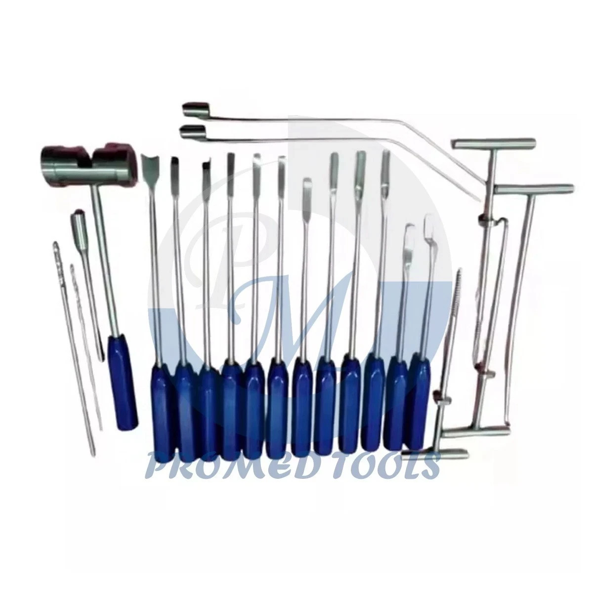 Mueller-Type Cement Removal Instruments Titanium Blue Set of 22 Pcs Orthopedic