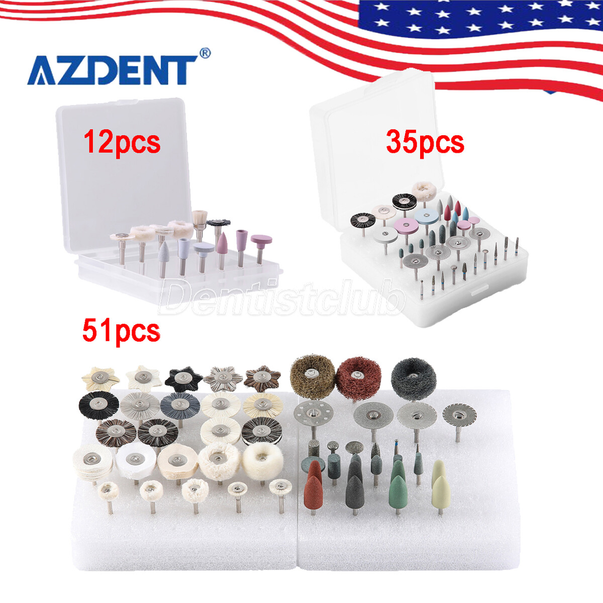 Dental Polishing Kit Diamond Burs Brush for Composite Ceramics Porcelain RA /HP