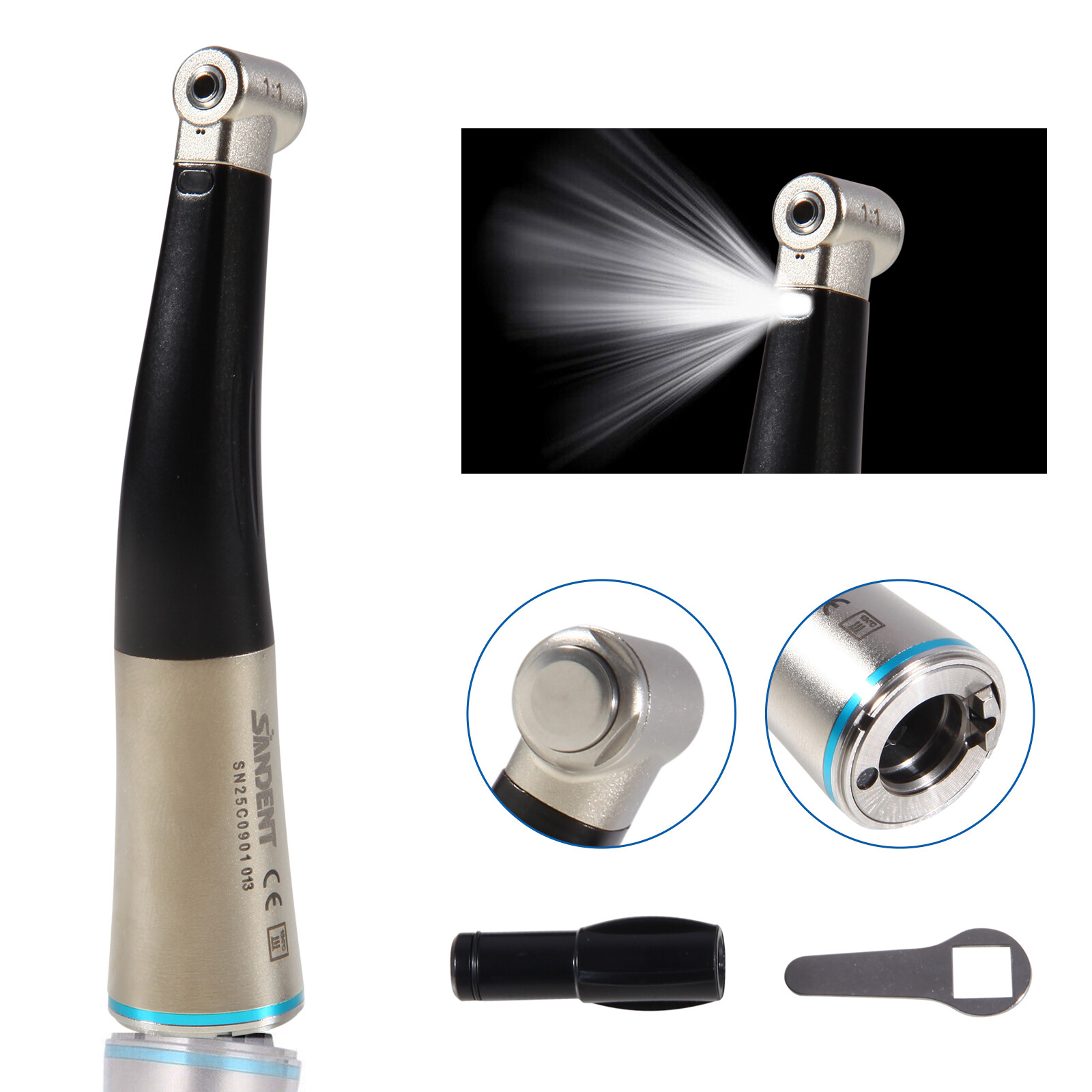 1-5* NSK Style Dental Fiber Optic 1:1 Contra Angle Handpiece Inner Push E-Type