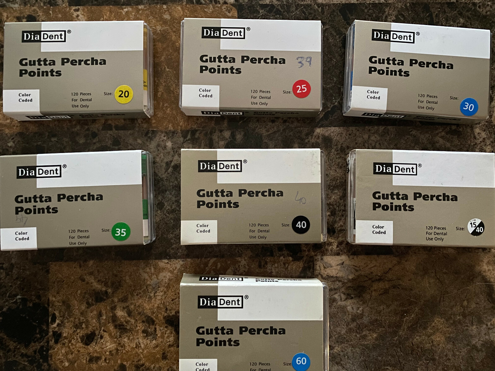 DIADENT Gutta Percha Points Endodontics (240 Pieces) All sizes (Vial Packaging)