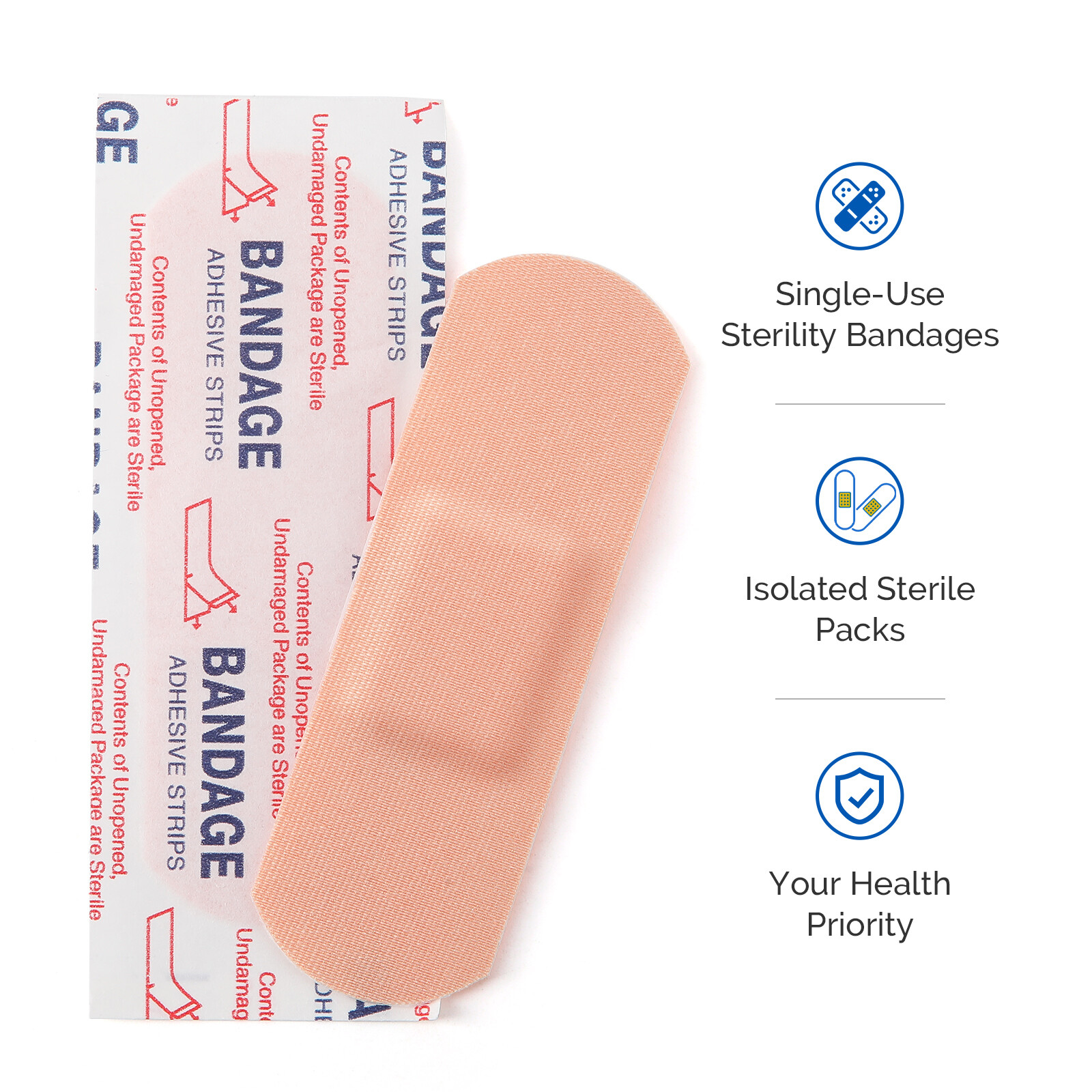 100pcs/box Individuall Sterile Packaged Adhesive Bandages Cloth Fabric Stretch