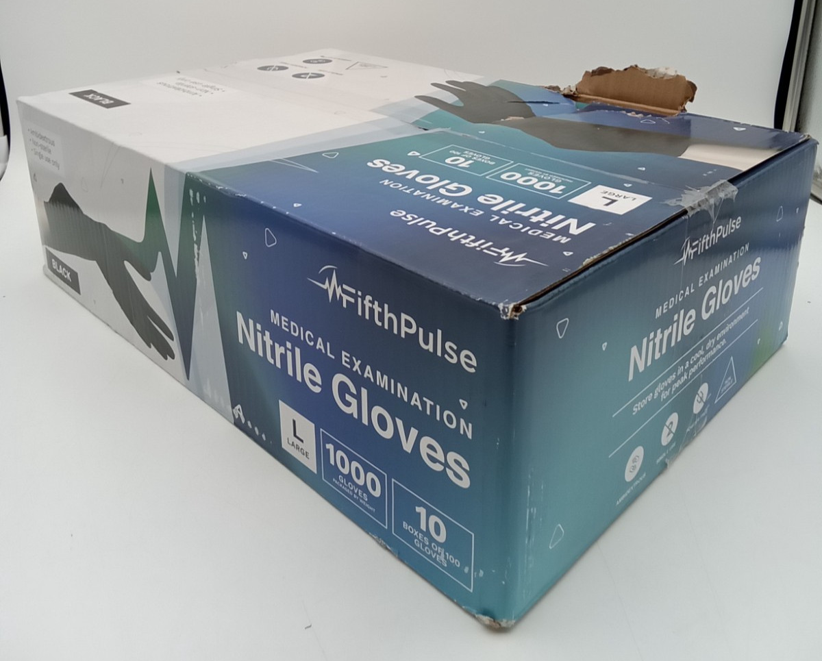 FifthPulse Black Disposable Nitrile Gloves Large, 10 Boxes, 1000 Count, Large