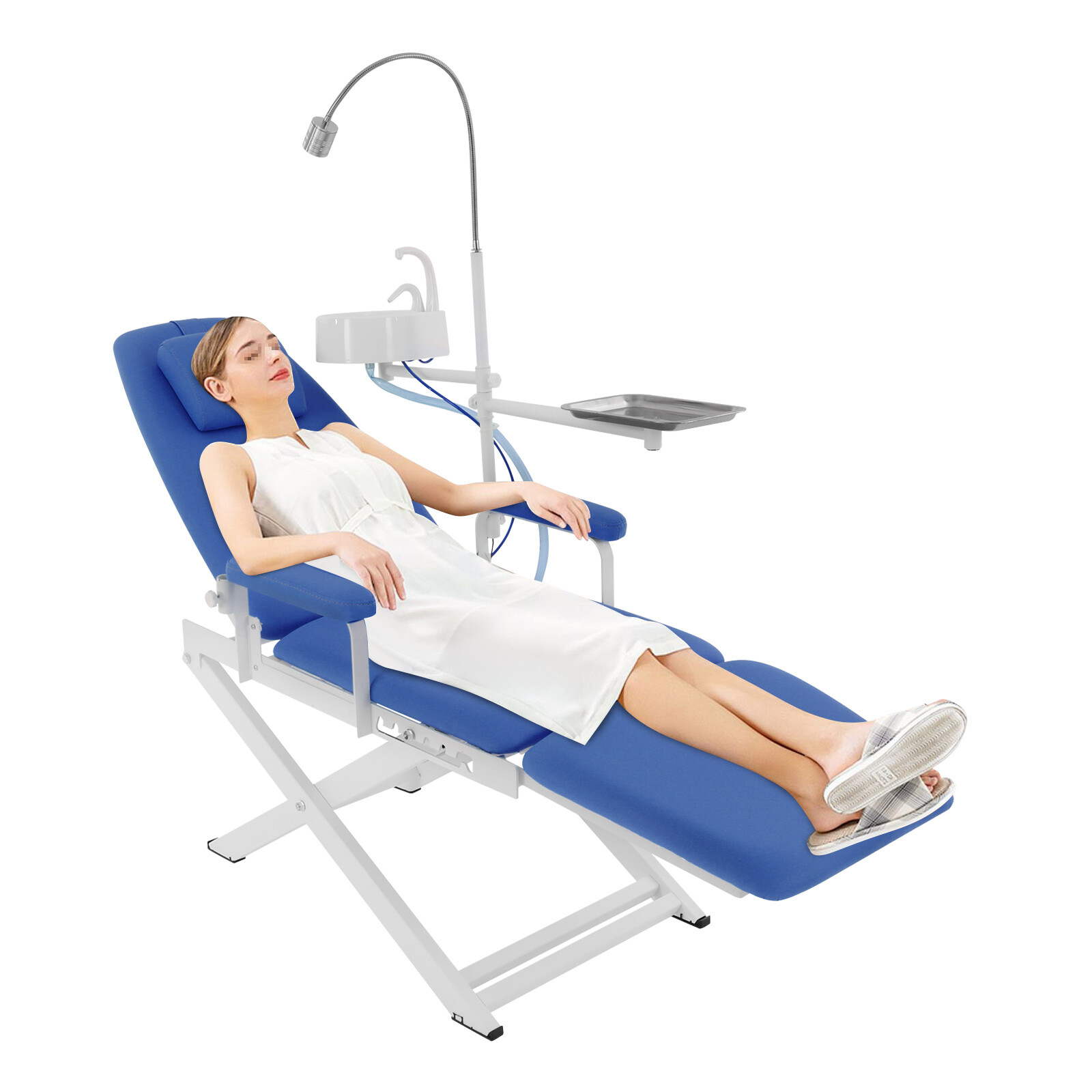 Portable Dental Mobile Folding Chair Air Turbine Unit + Rechargeable LED Light