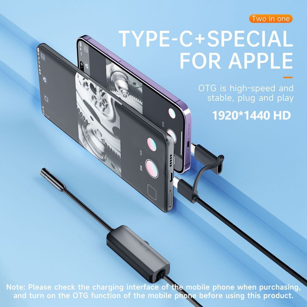 Android Cell Phone/iOS iPhone 15/14/13/12 Endoscope Inspection Camera Waterproof