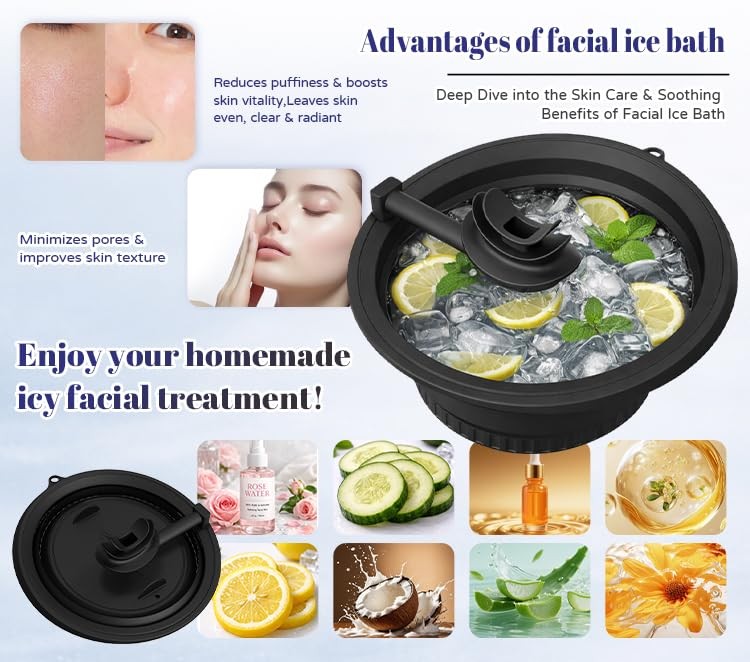 Face Ice Bath Bowl with Breathing Tube – Silicone for Black