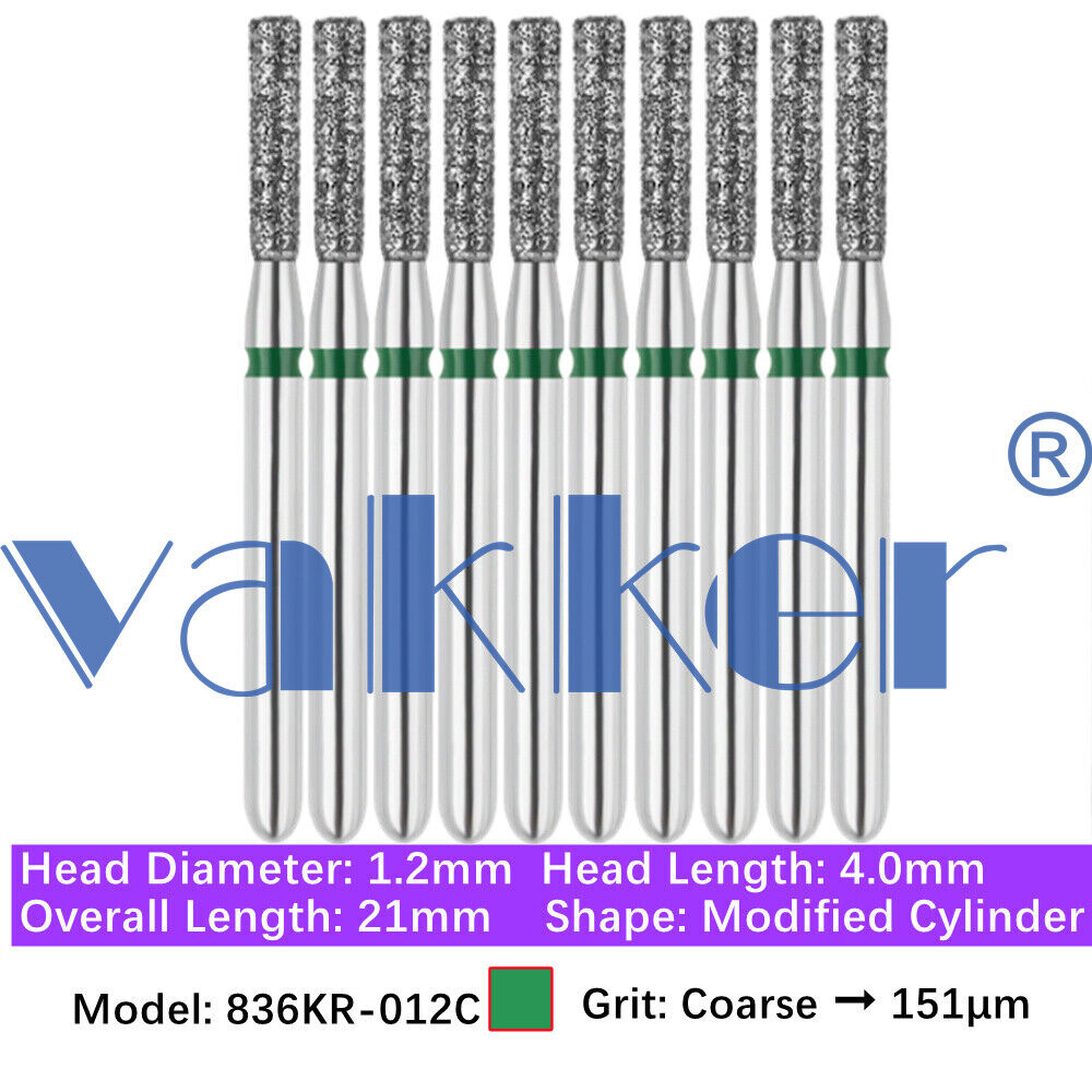 10pc/pk Dental FG Diamond Burs High Speed Flat/Round End Cylinder Polishing Burs