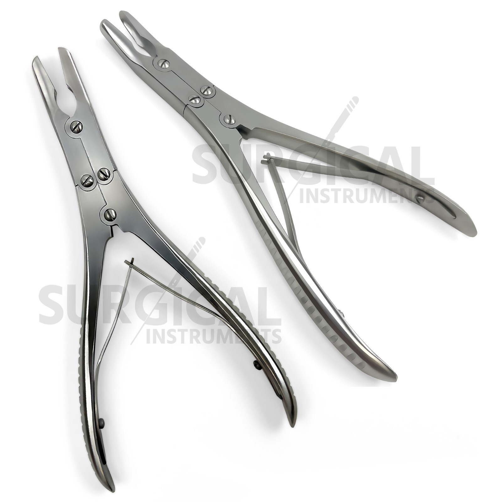 Set of 2 Pcs Ruskin Bone Rongeur 7.50″ Straight & Curved 5mm Bite Double Action