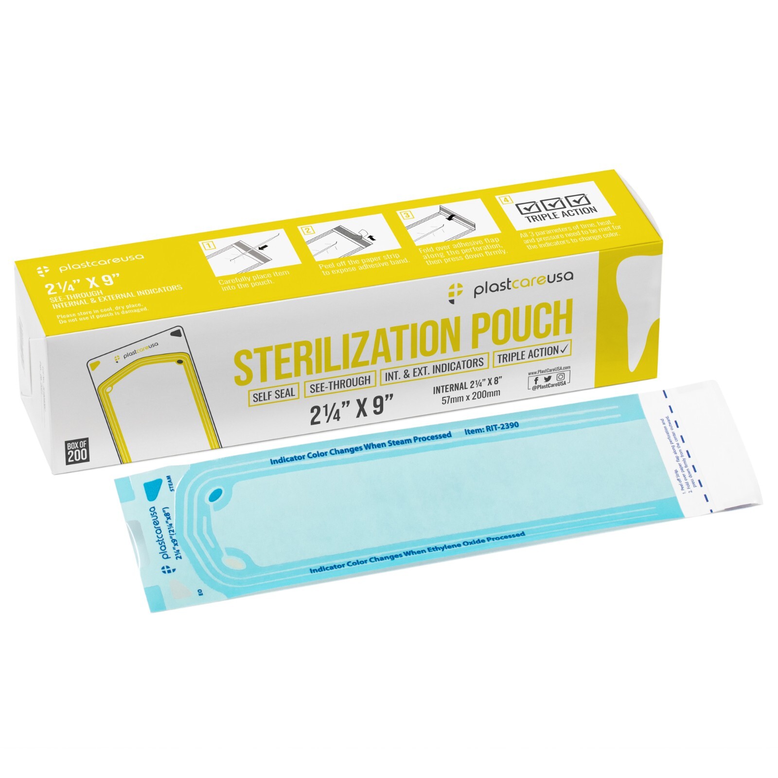 200 2.25″ x 9″ Dental Sterilization Sterilizer Autoclave Bags Pouches Instrument