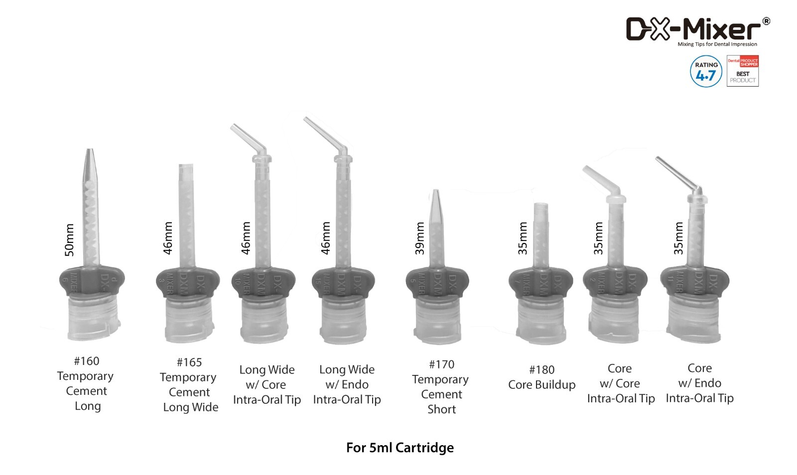 48 pcs HP Mixing Tips Core Material w/ Core intraoral tip pre-attached 5ml