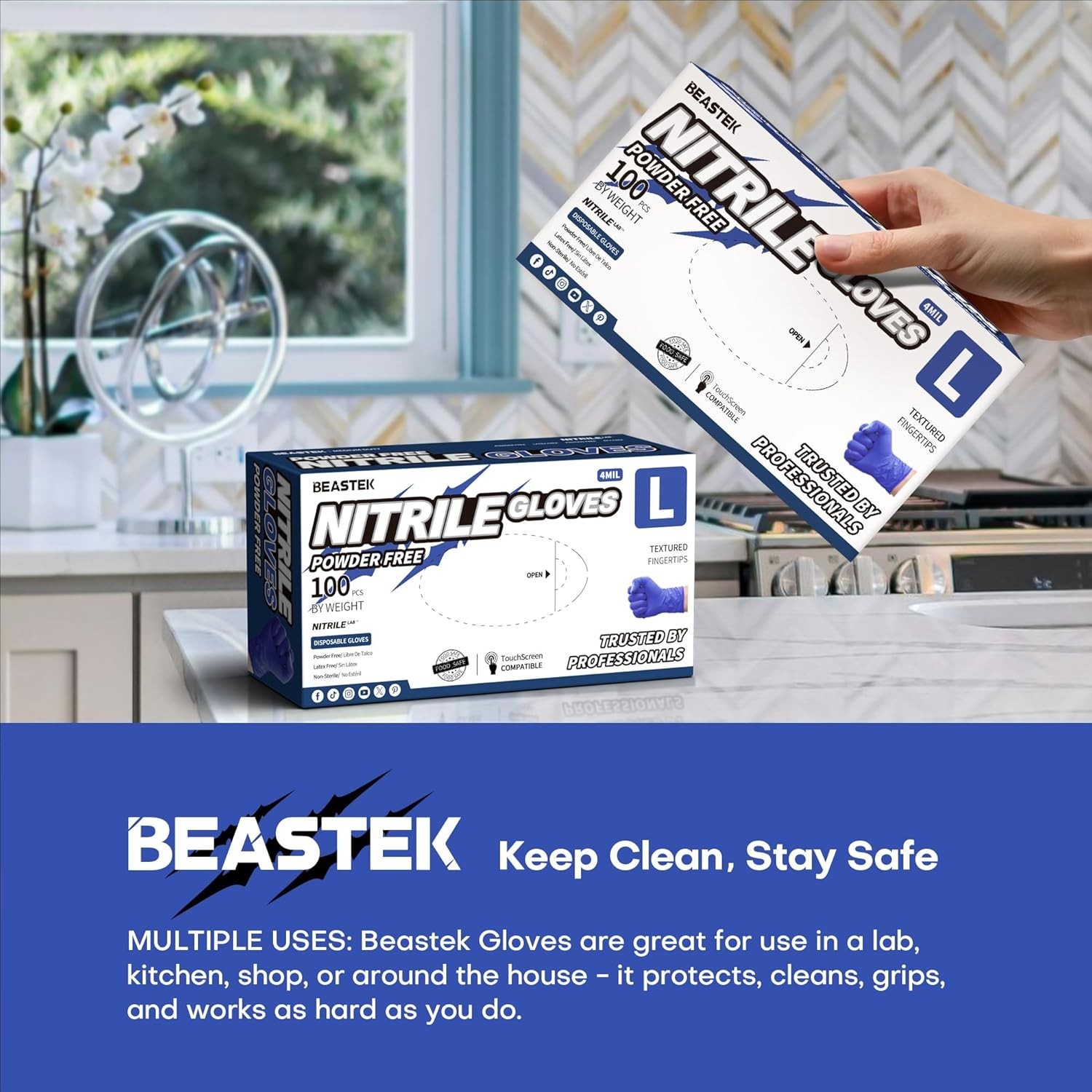 Blue Violet Nitrile Exam Gloves – Powder & Latex-Free, 4 Mil, 100 Pcs