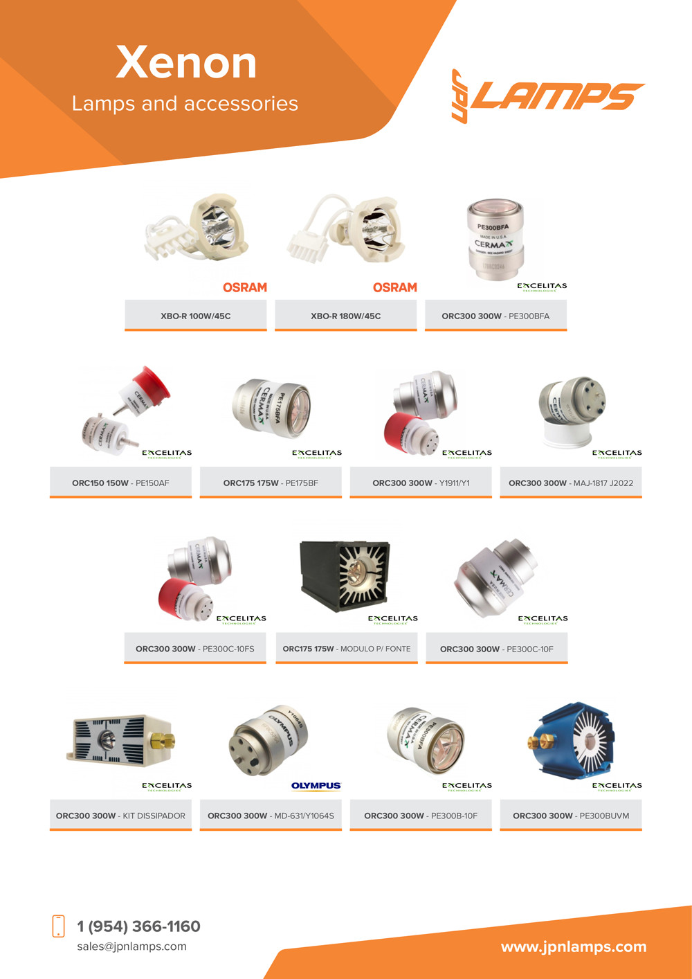 Xenon Lamp 300W- EPK 5000I, EPK-I HD, EPK-I 5010 (Y1911/Y1964)- EXCELITAS