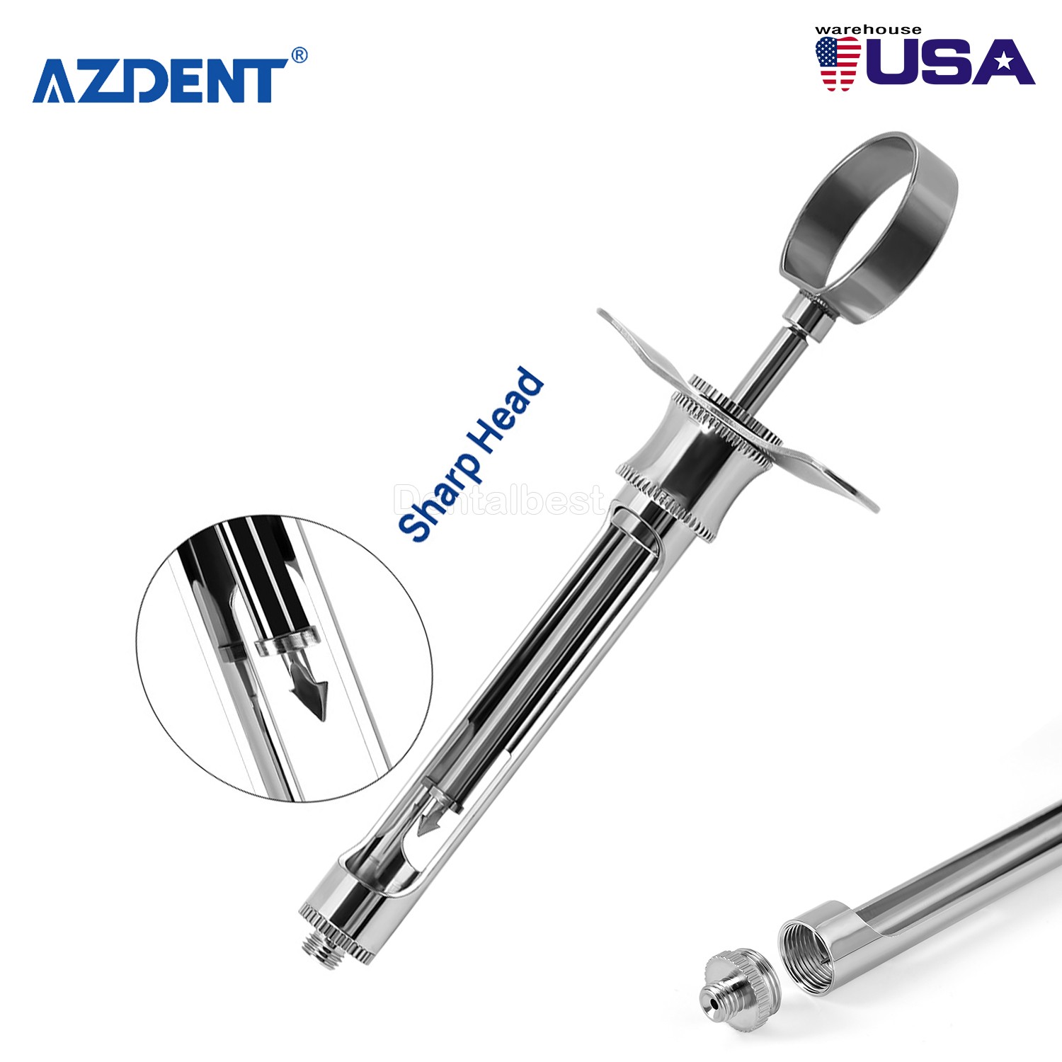 Dental Injection Anesthetic Syringe Self-Aspirating Clips Hook Pointed Head