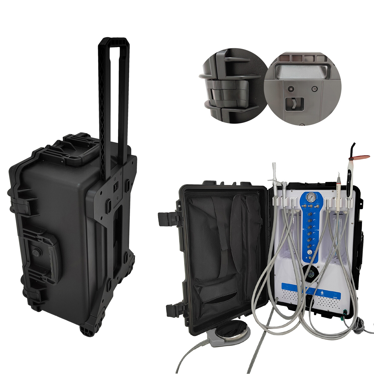 Updated Portable Dental Unit Air Compressor P206S+LED Curing Light+LED Scaler 2H