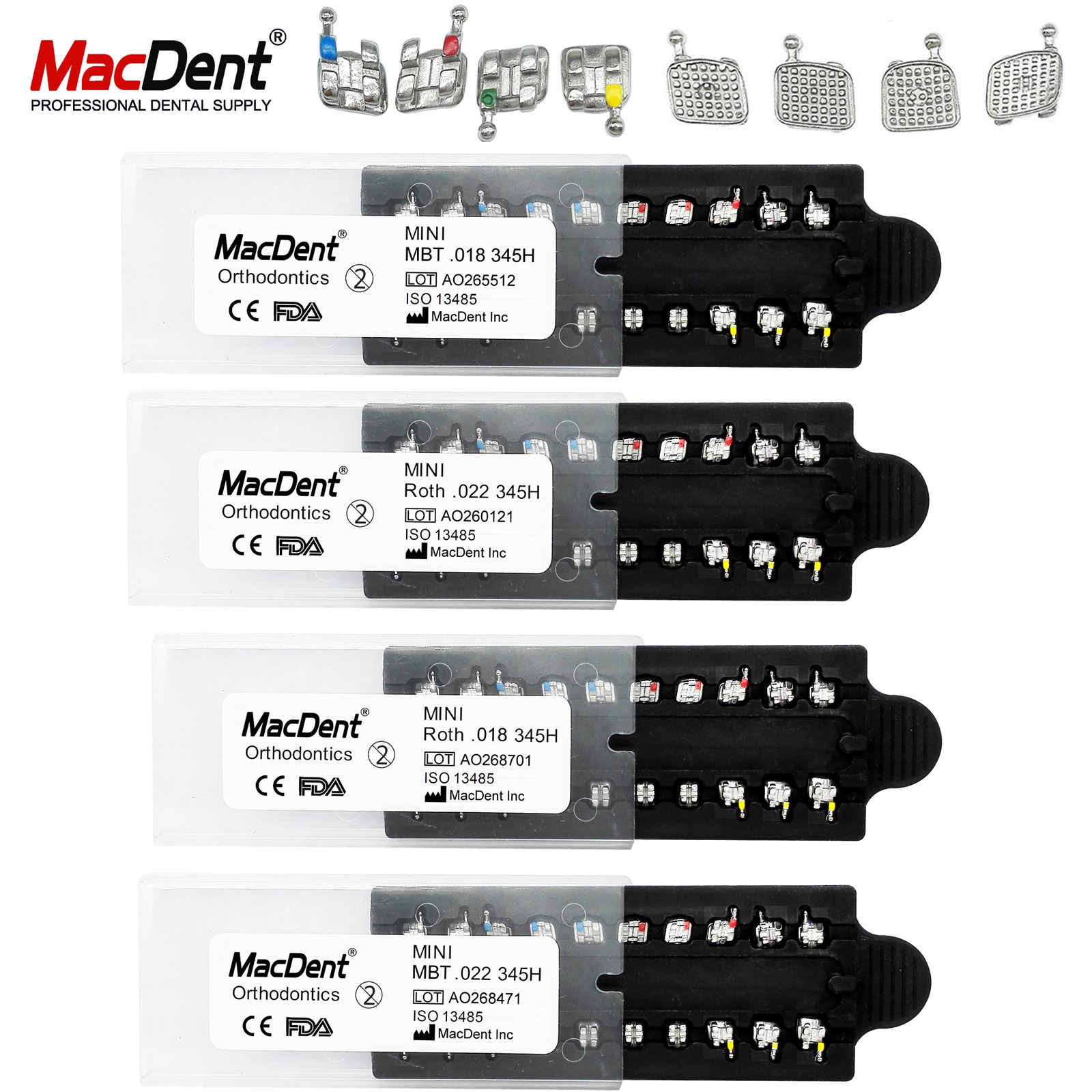 MacDent Dental Orthodontic Metal Bracket Braces / Buccal Tubes 022/018 Monoblock