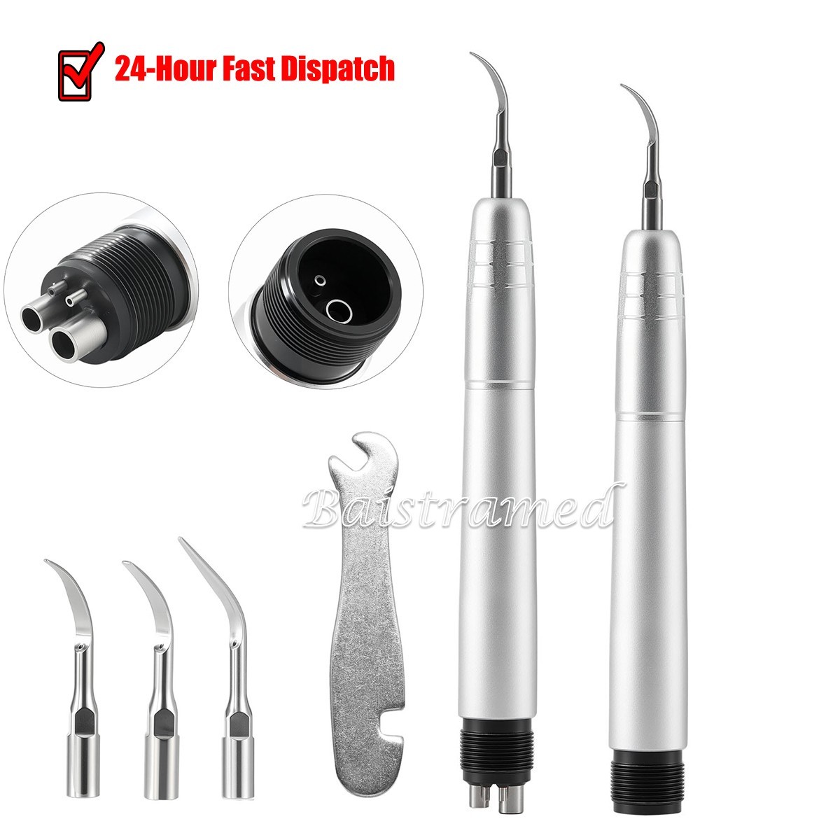 AZDENT Dental Ultrasonic Air Perio Scaler Handpiece Hygienist 2/4Hole 3 Tips