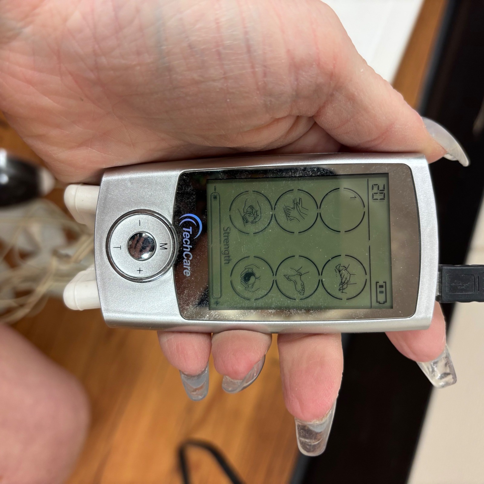 TechCare Pro24 TENS Unit Plus PMS Muscle Stimulator Silver Massager Device