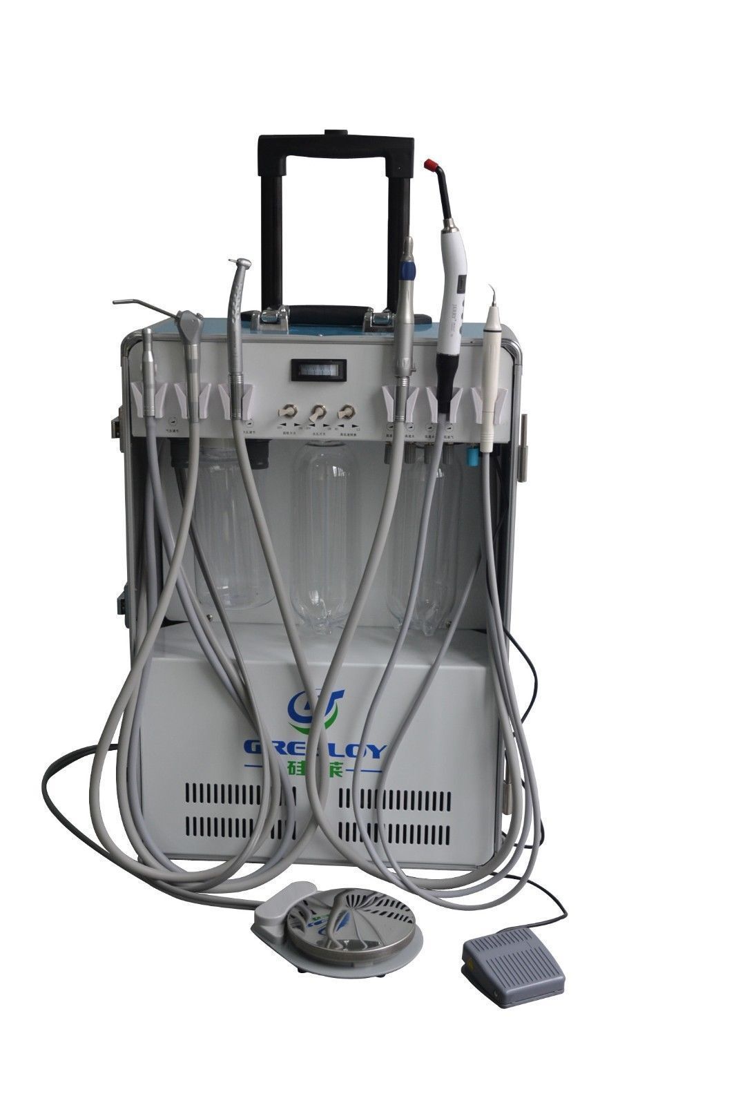 Greeloy Dental Portable Unit Air Compressor+LED Curing Light+Scaler 4/2H GU-P206