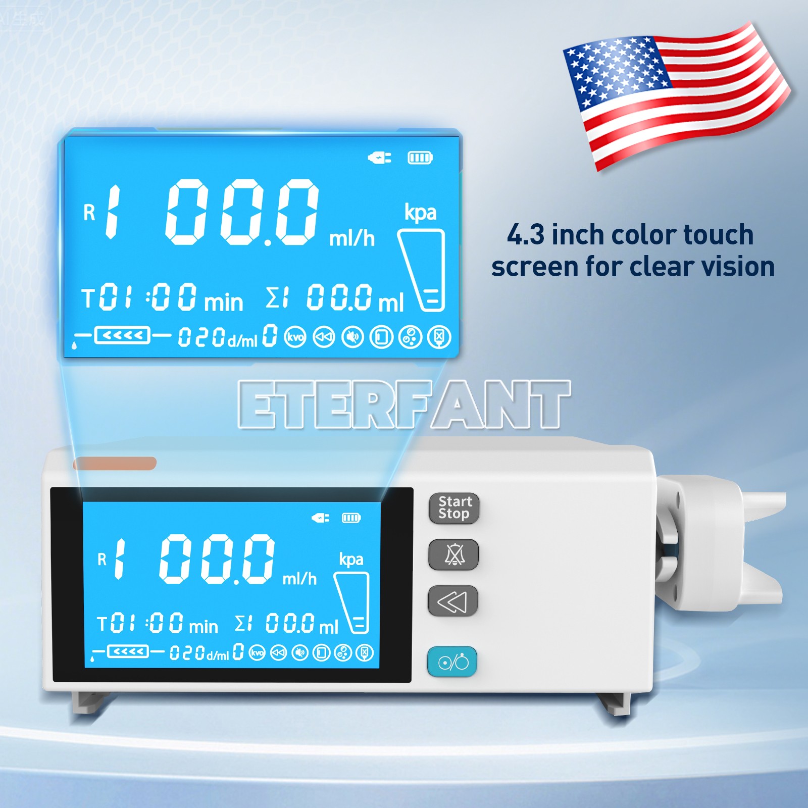 Medical/Lab Use Syringe Pump 4.3 Inch Color Touch Screen Stackable Design