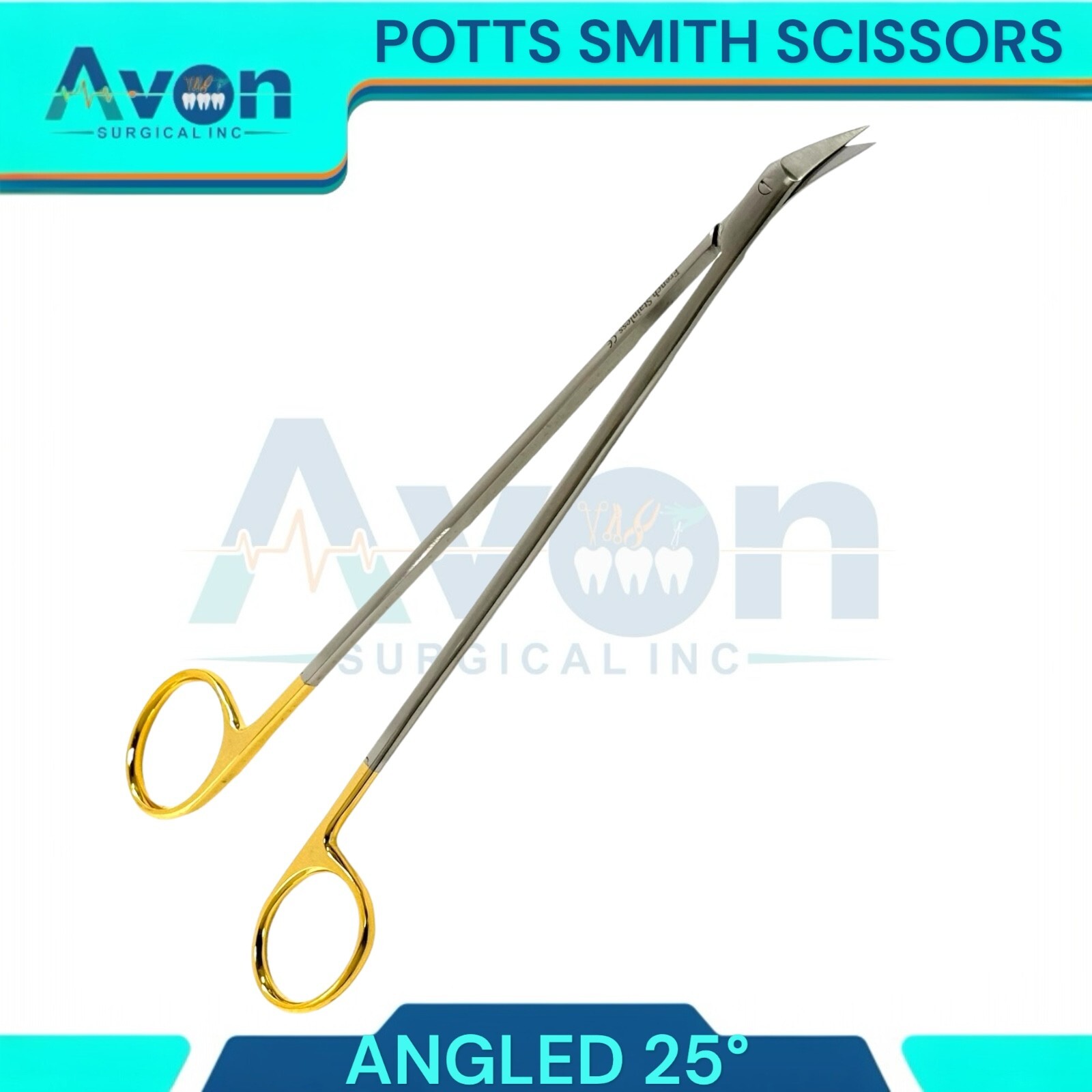 Vascular Scissors Potts Smith, Angled to 25° & 90° Right Angle – Gold Handle 2PK