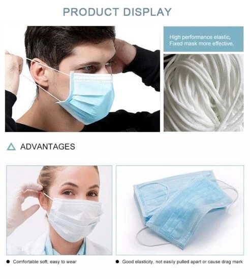 Blue 50 Pcs Disposable Face Masks 3-Ply Non Medical Surgical Earloop Adult FAST