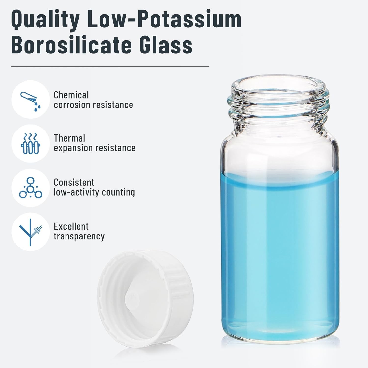 100/500Pcs 20mL Scintillation Vial Glass Vial Counting Vials Cone Shaped Liner