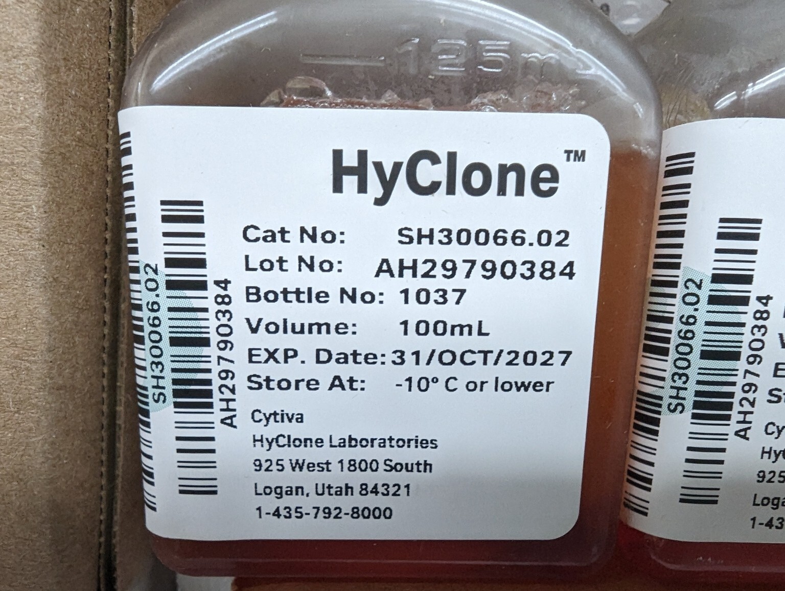 Exp 2027 Cytiva / Hyclone 100 ml fetal bovine serum, US origin, FBS