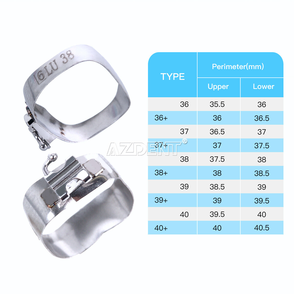 Dental Orthodontic Bands with Buccal Tube 1st Molar Roth/MBT .022 16#-35 #
