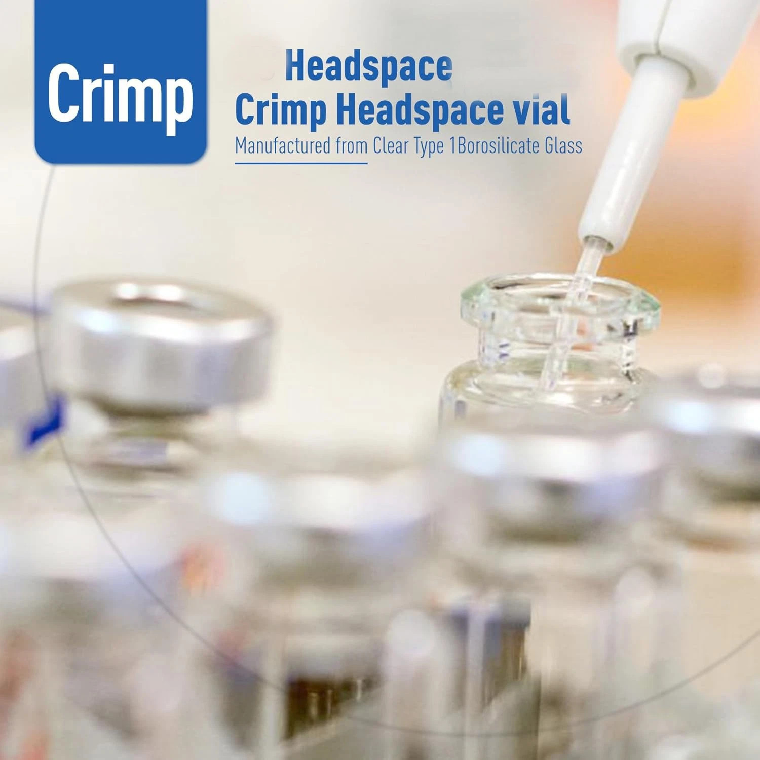 100pcs 10ml Headspace Sample Vials 20mm Crimp Top Bevelled Edge Flat Bottom