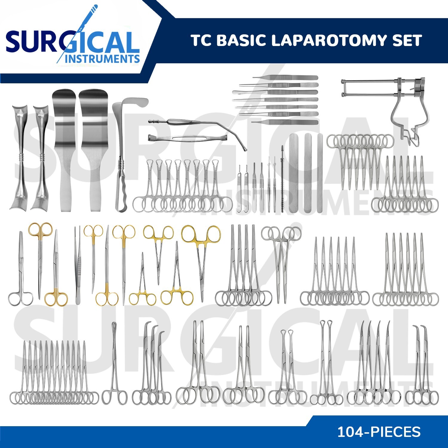 T/C 104 Pcs Basic Laparotomy Set Surgical Surgery Medical Abdominal German Grade