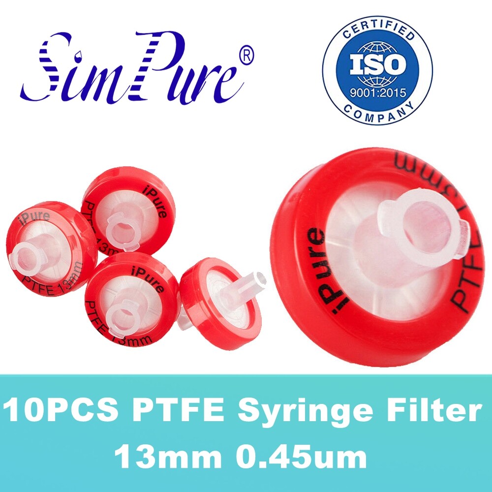 Simpure 100x Syringe PTFE Filters Hydrophobic Filtration 0.45μm 13mm No-Sterile