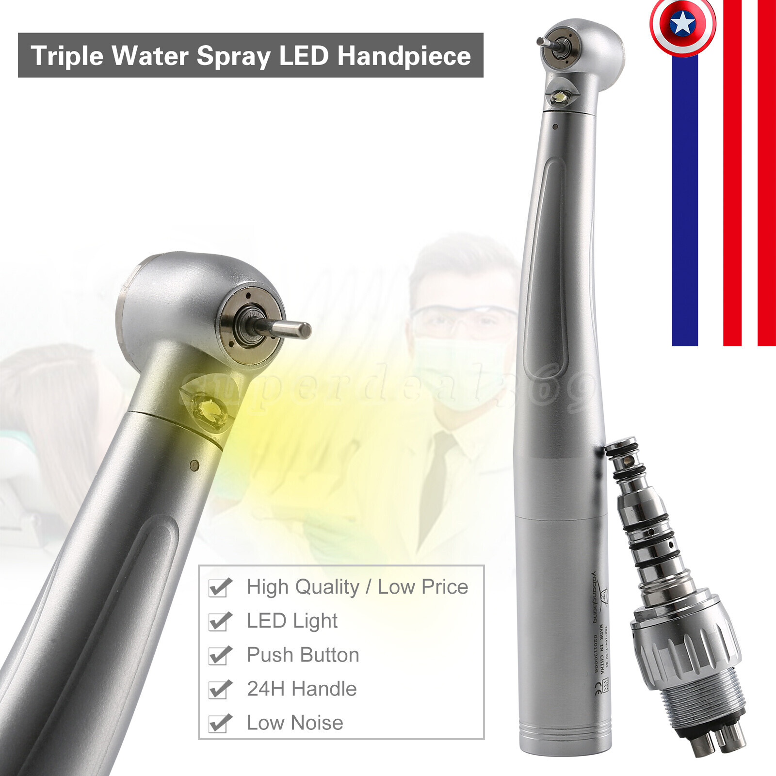 Dental LED E-generator Handpiece Large Torque / 4Hole Coupler For Kavo YDKKM ty