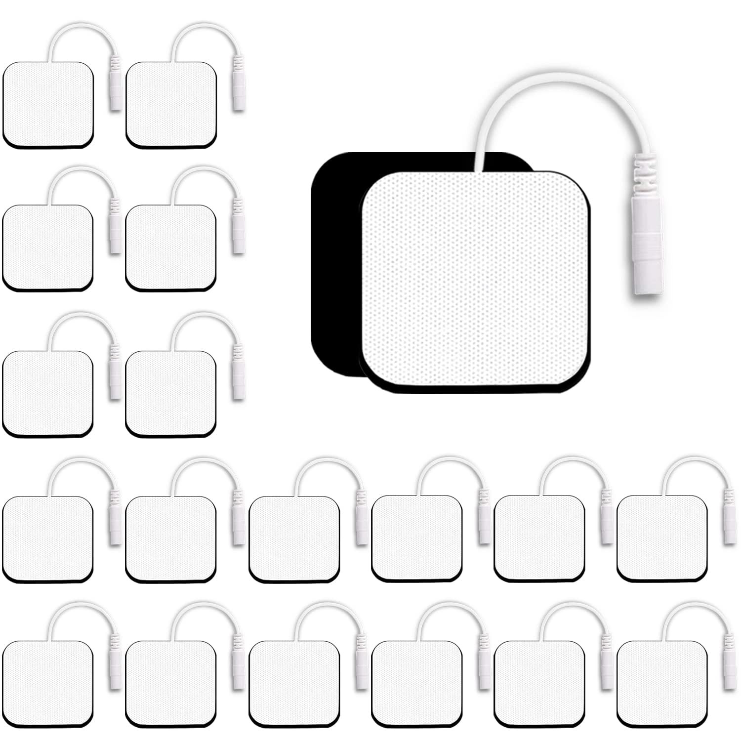 SM Electrodes TENS Unit Electrode Pads 2X2″ – 20 Pack 50 Reusable TENS Pads