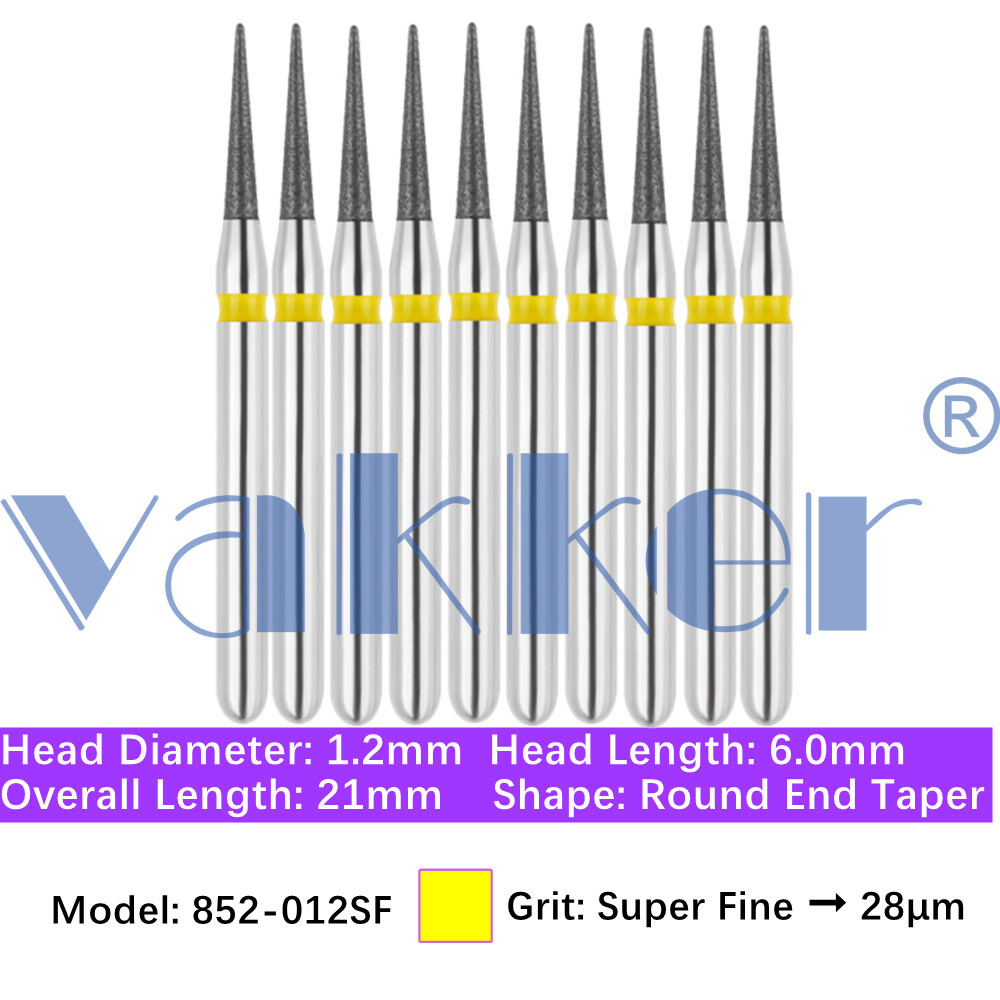 10pc Diamond Bur Shape X-Mas Tree Round End Taper Burs Fine Medium Coarse
