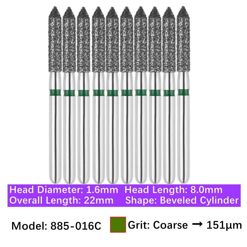 Vakker 10pc Diamond Bur FG Bevel Cylinder & Gingival Curetage Polishing Burs