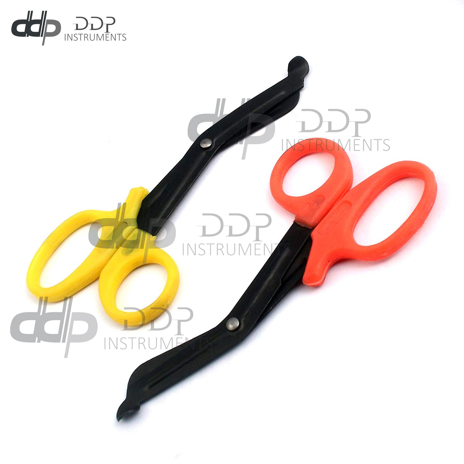 2 (Yellow Orange) Fluoride Black Coated Trauma Paramedic EMT Shear Scissor 5.5”